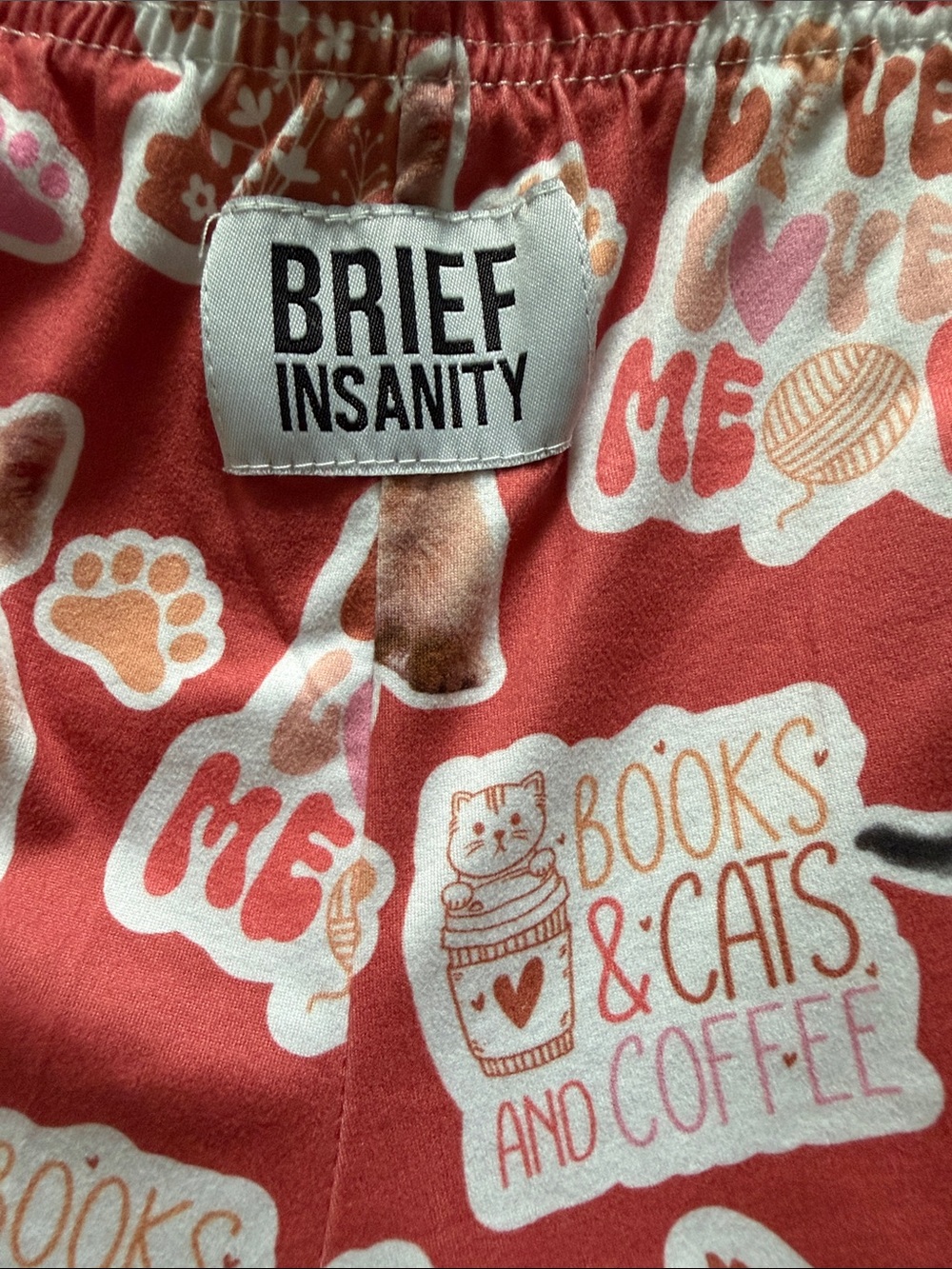 Brief Insanity Women’s Coral Cat-Print Pajama Pants